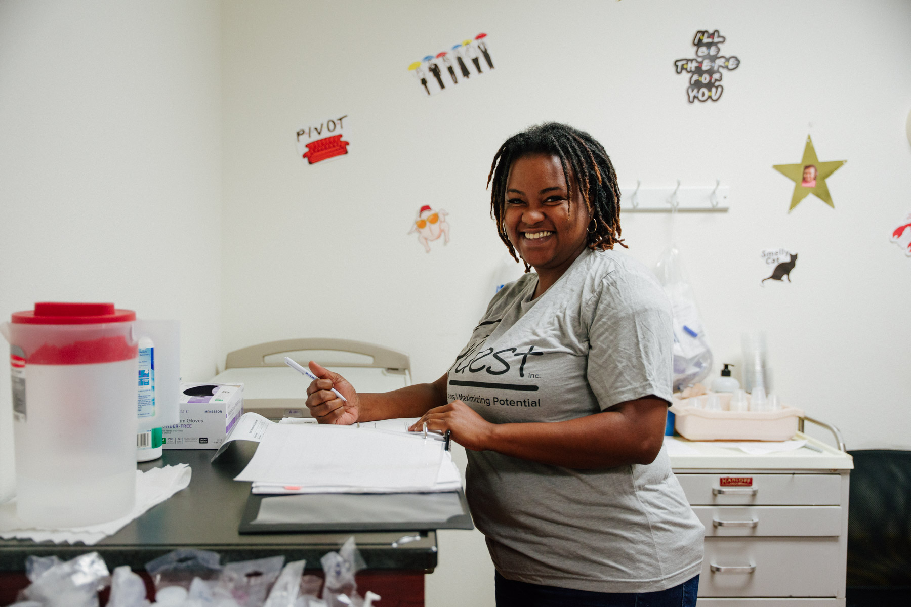 Licensed Practical Nurse Terrie in the nursing area at Quest's Training Center in Tampa.
