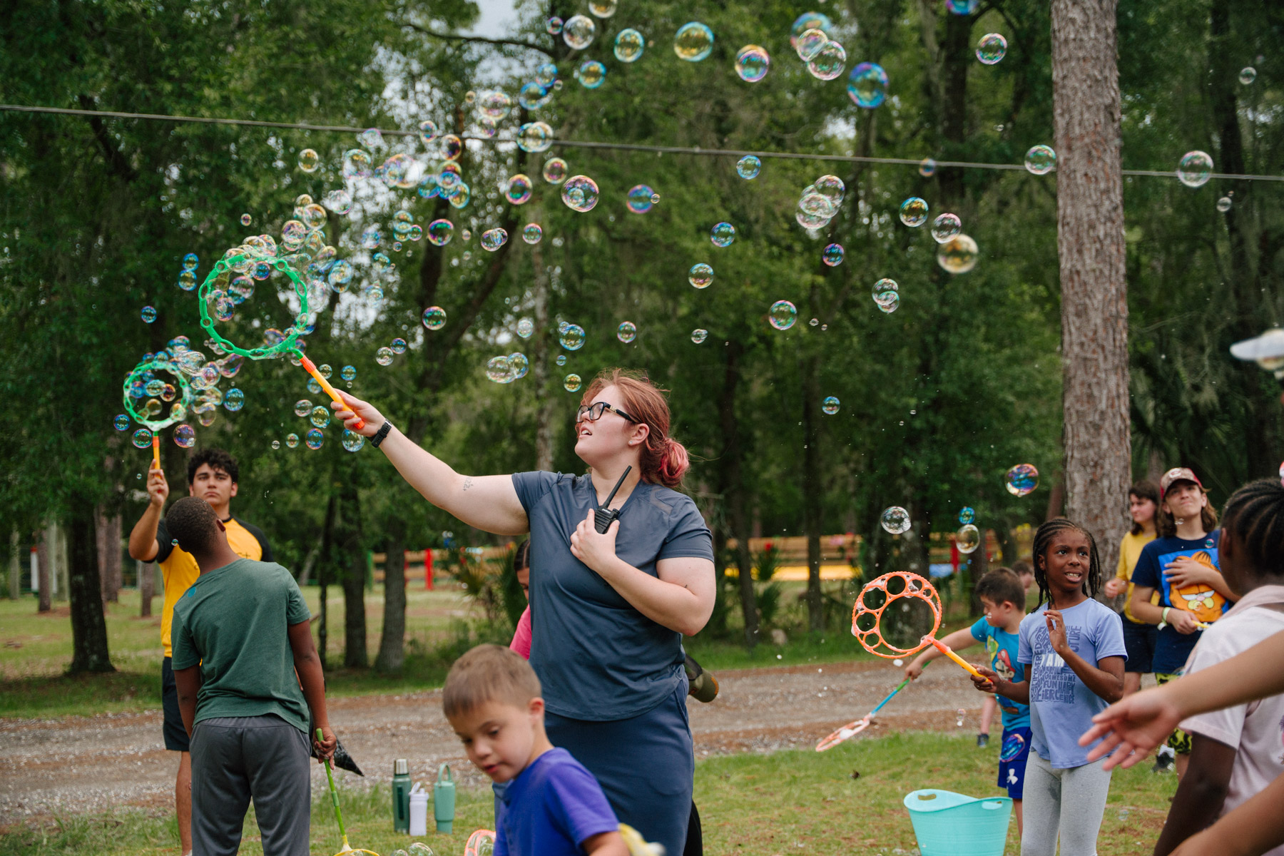 Two campers performing at the talent show at Camp Thunderbird 2025
