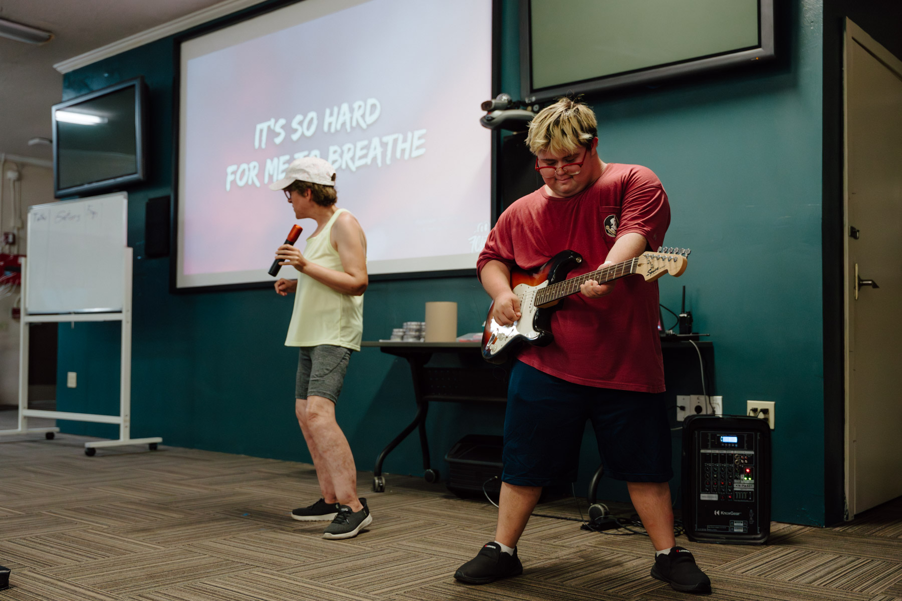 Two campers performing at the talent show at Camp Thunderbird 2025