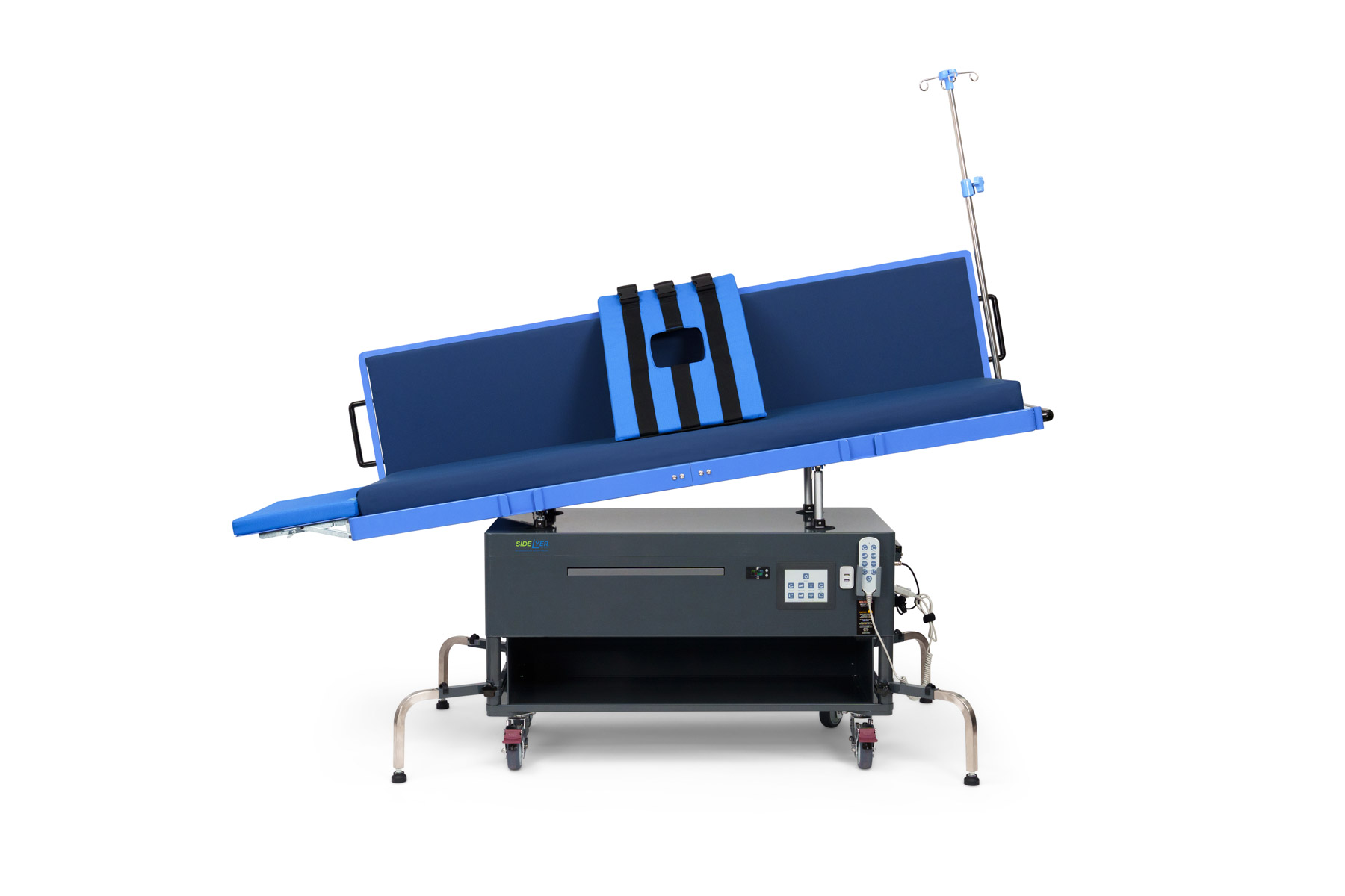 A studio photo of the SideLyer showing how the unity can tilt.